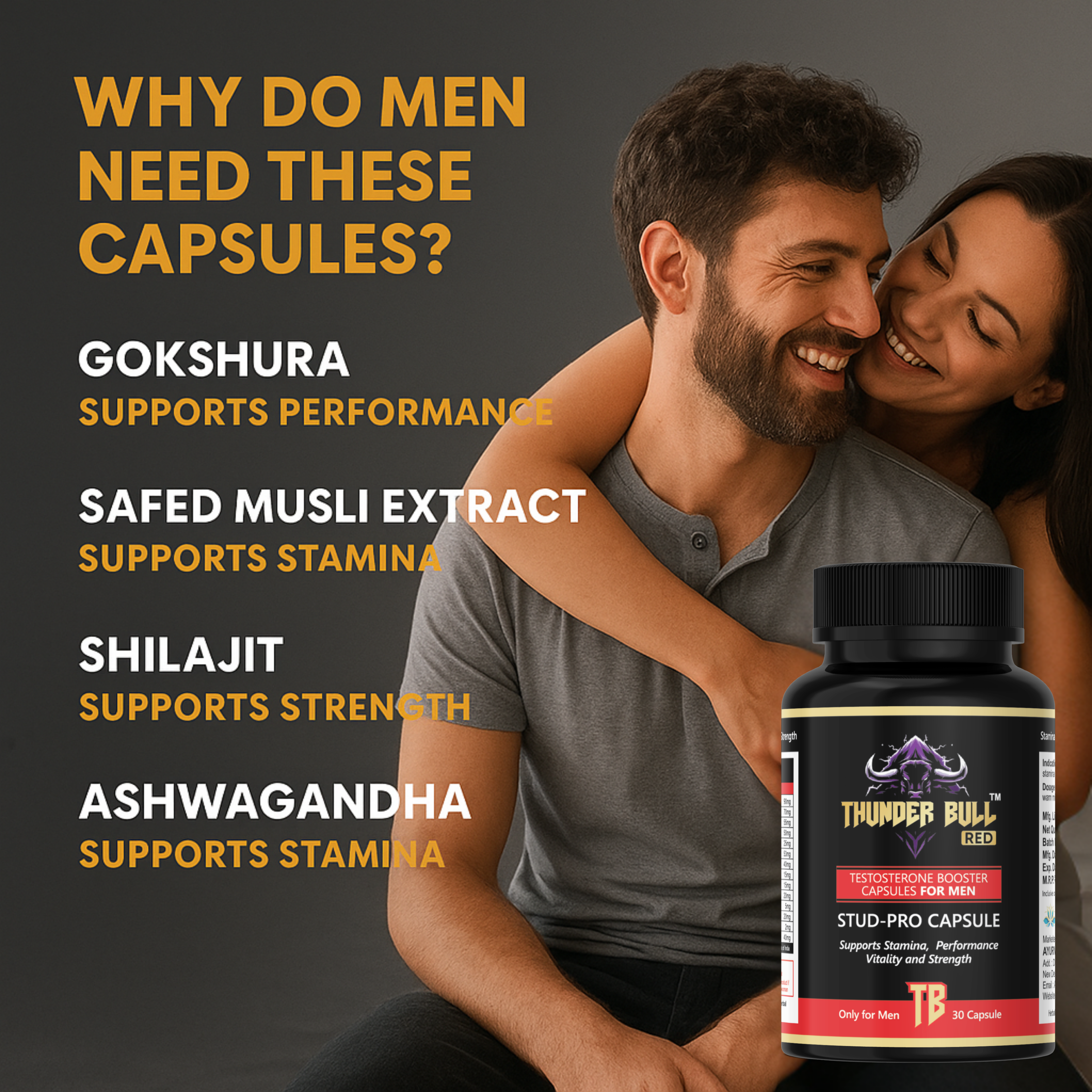 Thunder Bull RED: Ayurvedic Testosterone Booster Capsules for Men