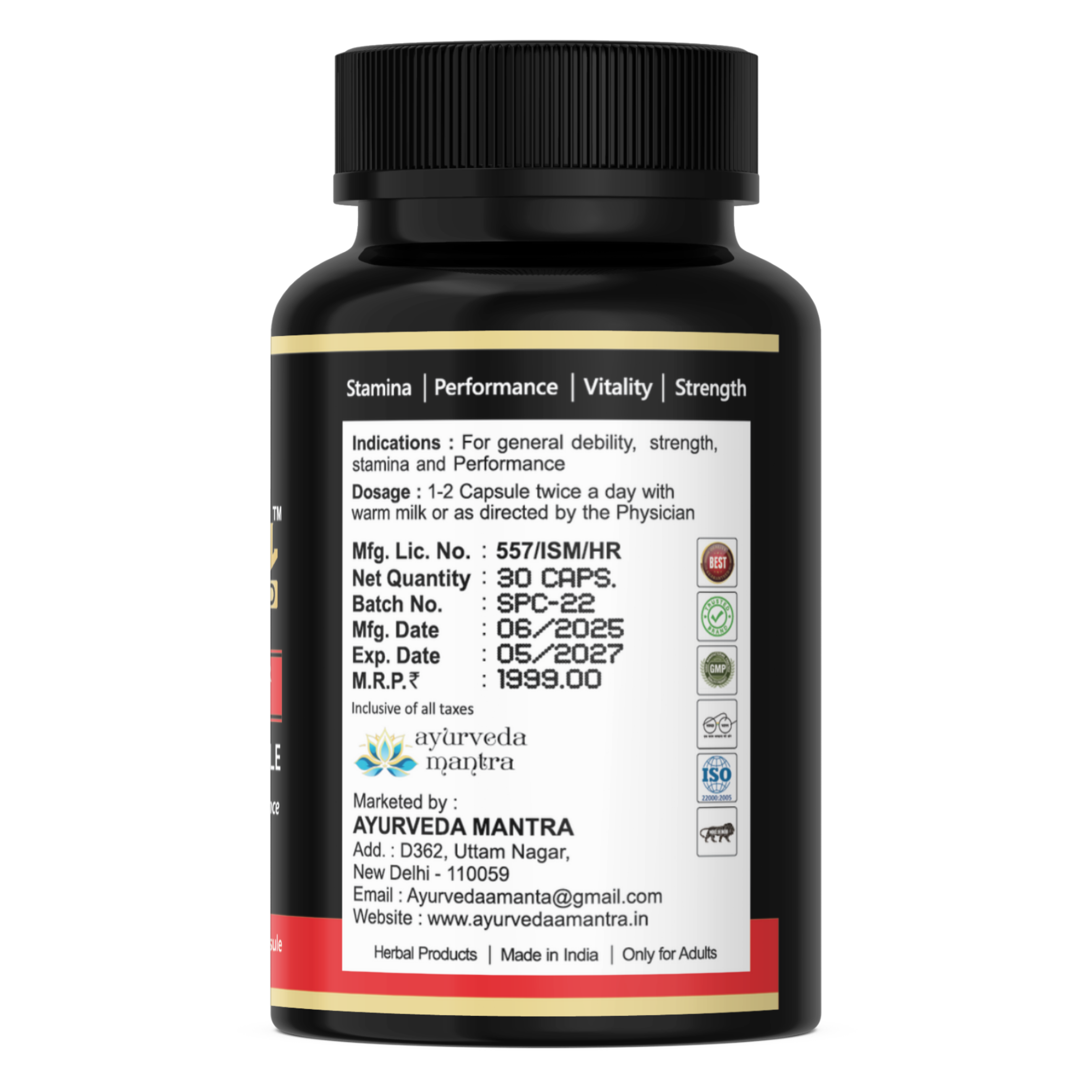 Thunder Bull RED: Ayurvedic Testosterone Booster Capsules for Men