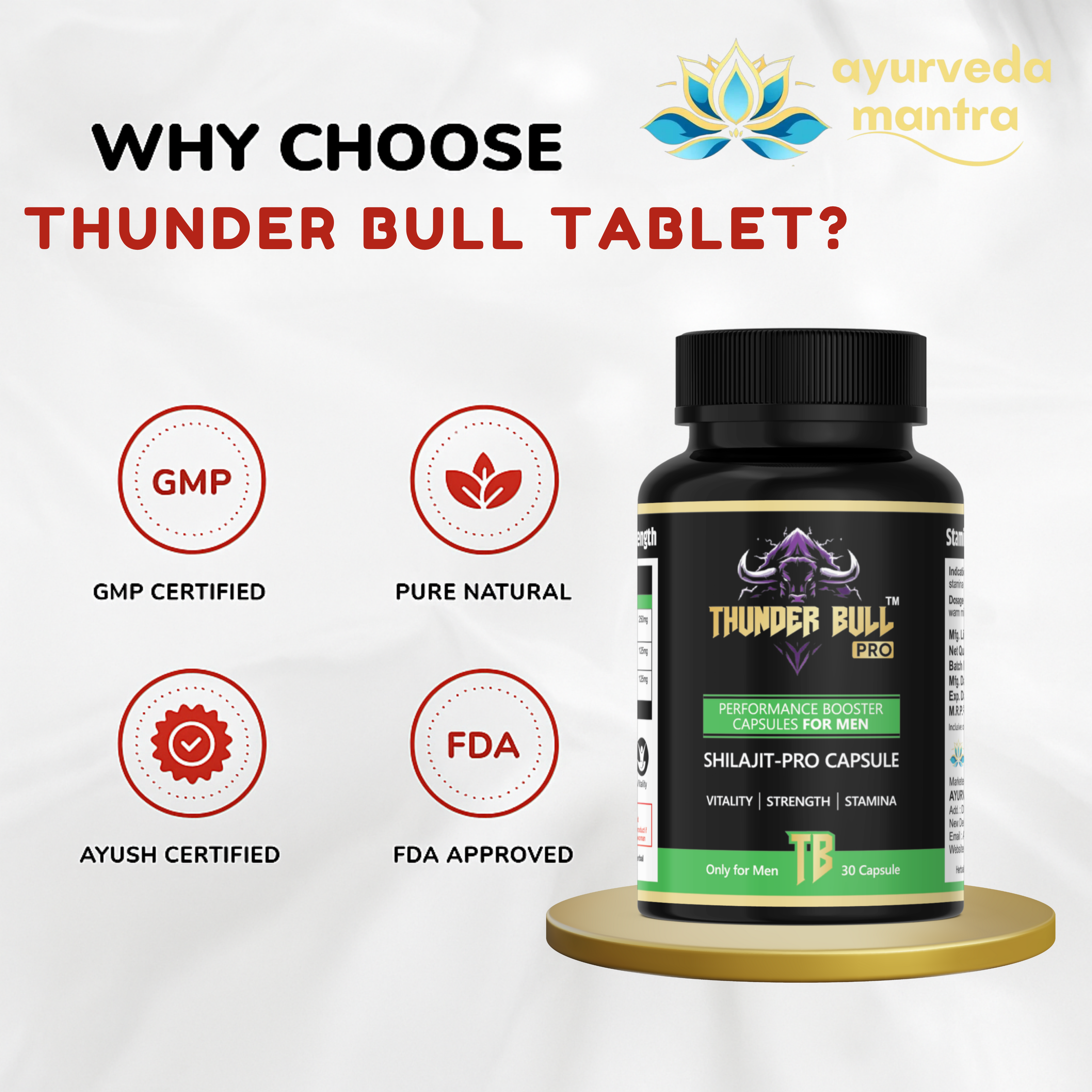 Thunder Bull PRO: Shilajit-Pro Performance Booster Capsules for Men
