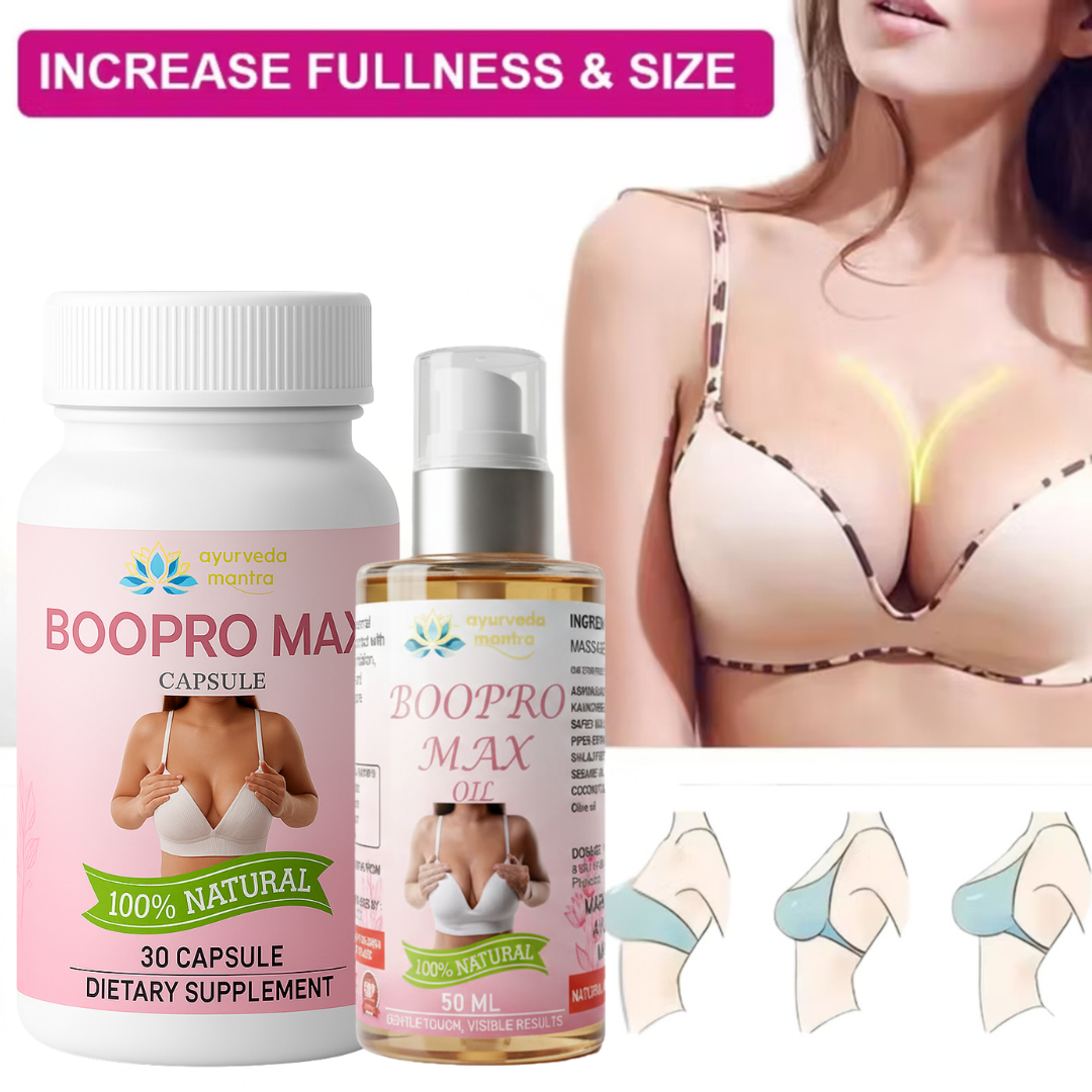 Boopro Max: The Ultimate Natural Breast Firming & Enhancement Kit (Capsule + Oil)