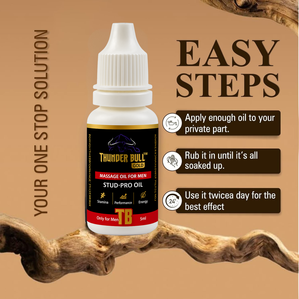 Thunder Bull Trial Pack | Stud-Pro Capsules (30 Caps) + Stud-Pro Massage Oil (10ml) Combo | Ultimate Men's Wellness Kit