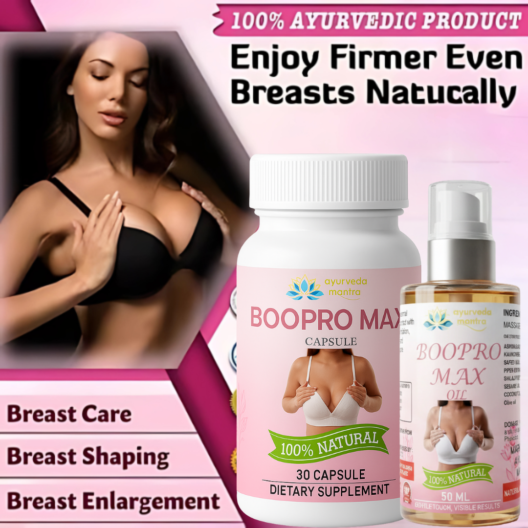 Boopro Max: The Ultimate Natural Breast Firming & Enhancement Kit (Capsule + Oil)