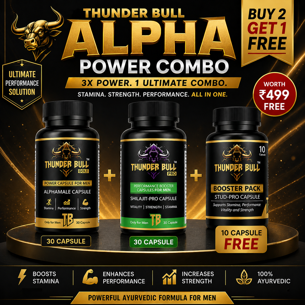 Thunder Bull Alpha Power Combo | Gold + Pro Capsules + FREE Booster Pack | Stamina, Strength & Performance Support