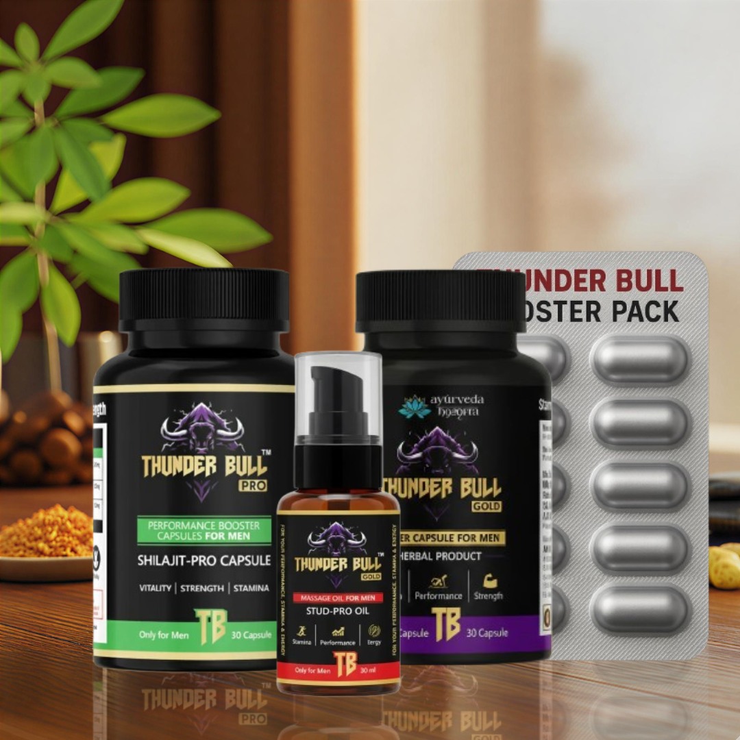 Thunder Bull Gold: Maha Sakti Kit ( Men's Vitality Kit - 4-in-1 Power), Performance & Booster Combo